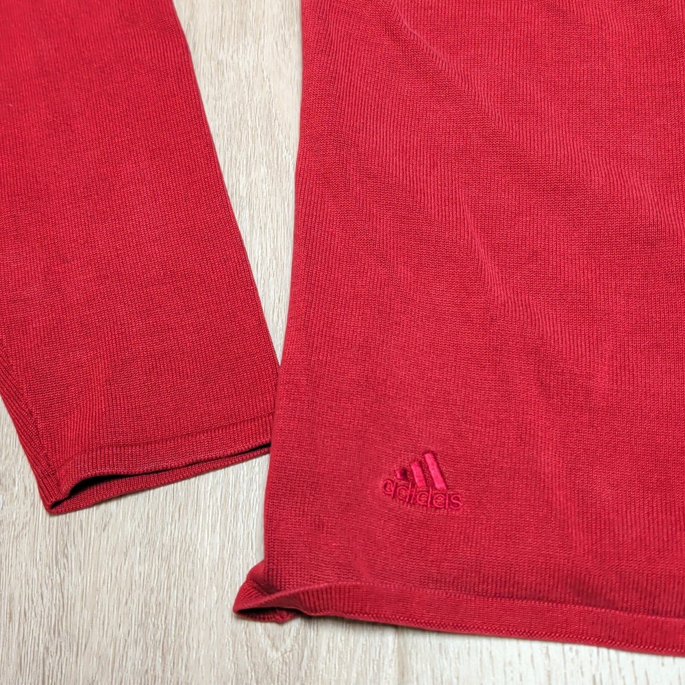 Vintage 2002 Adidas Silk Blend Cardigan Women M Red Button Front Contrast Piping - Picture 4 of 9